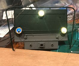 The blue LED is directed to the back